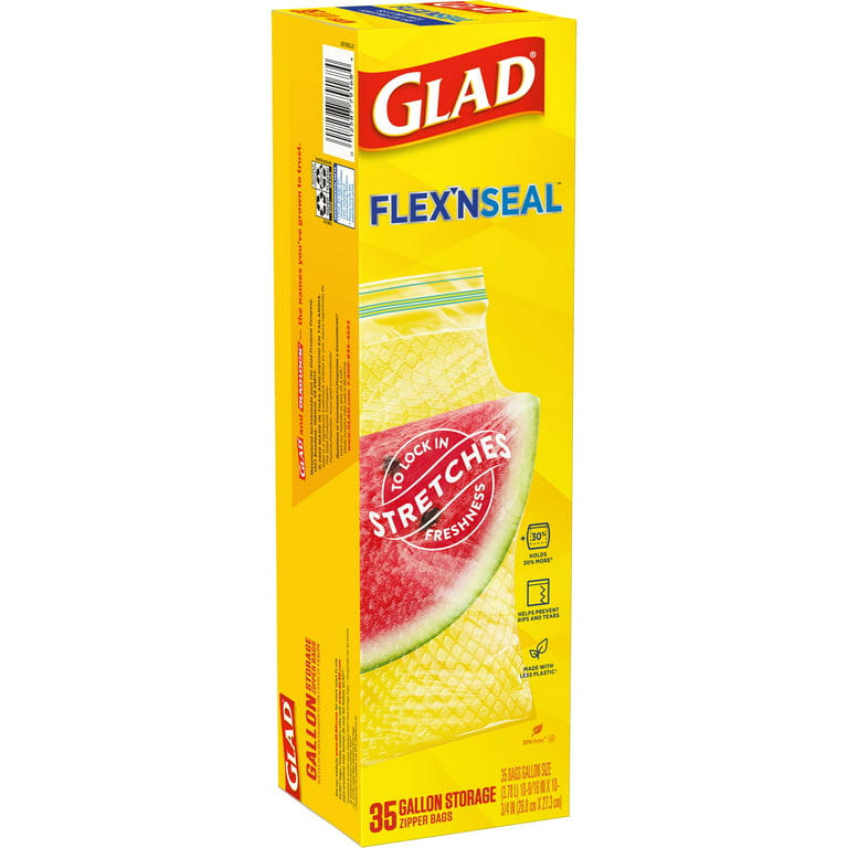  Glad FLEXN SEAL Freezer Storage Plastic Bags, Quart, 35 Count  (Pack of 4) : Health & Household