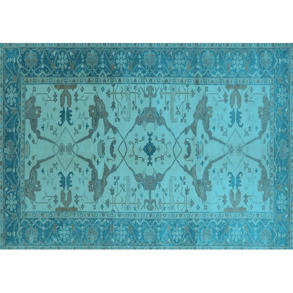 Ahgly Company Indoor Rectangle Oriental Light Blue Traditional Area Rugs, 8' x 12'