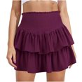 thumbnail image 5 of Women High Waist Skirts Ruffle Double Layered Skirts Trendy Pleated Dress Ruched Fairy Skirt, 5 of 5