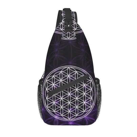 Flower Of Life Geometric Mandala Sling Crossbody Chest Bag Men Cool Spiritual Meditation Shoulder Backpack for Camping Biking