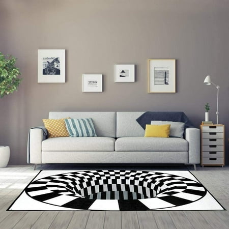 3d Area Rug Floor Mat, Black And White Rug Living Room