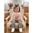 thumbnail image 5 of RUINIXCW Newborn Baby Girl Hunting Outfit Infant Baby Girl Spring Fall Winter Clothes Long Sleeve Romper with Bell Bottom Flare Pants Headband Set, 5 of 10