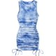 thumbnail image 1 of Vestido corto sin mangas fruncido para mujer, con cordón y lazo lateral, cuello redondo, vestido corto Azul (Blue Tie Dye) M Azul (Blue Tie Dye) M Xishao ropa, 1 of 2