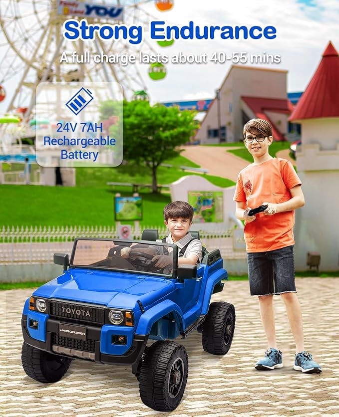EastVita 24V Ride on Car for Kids, 2 Seater Ride on Car Truck, Licensed Toyota Electric Car with Parent Remote Control, 4.4MPH, 4x550W Motors