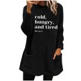 thumbnail image 2 of DPTALR Women's Round- Neck And Winter Loose Print Pocket Warm Long Sleeve Blouse Tops, 2 of 4