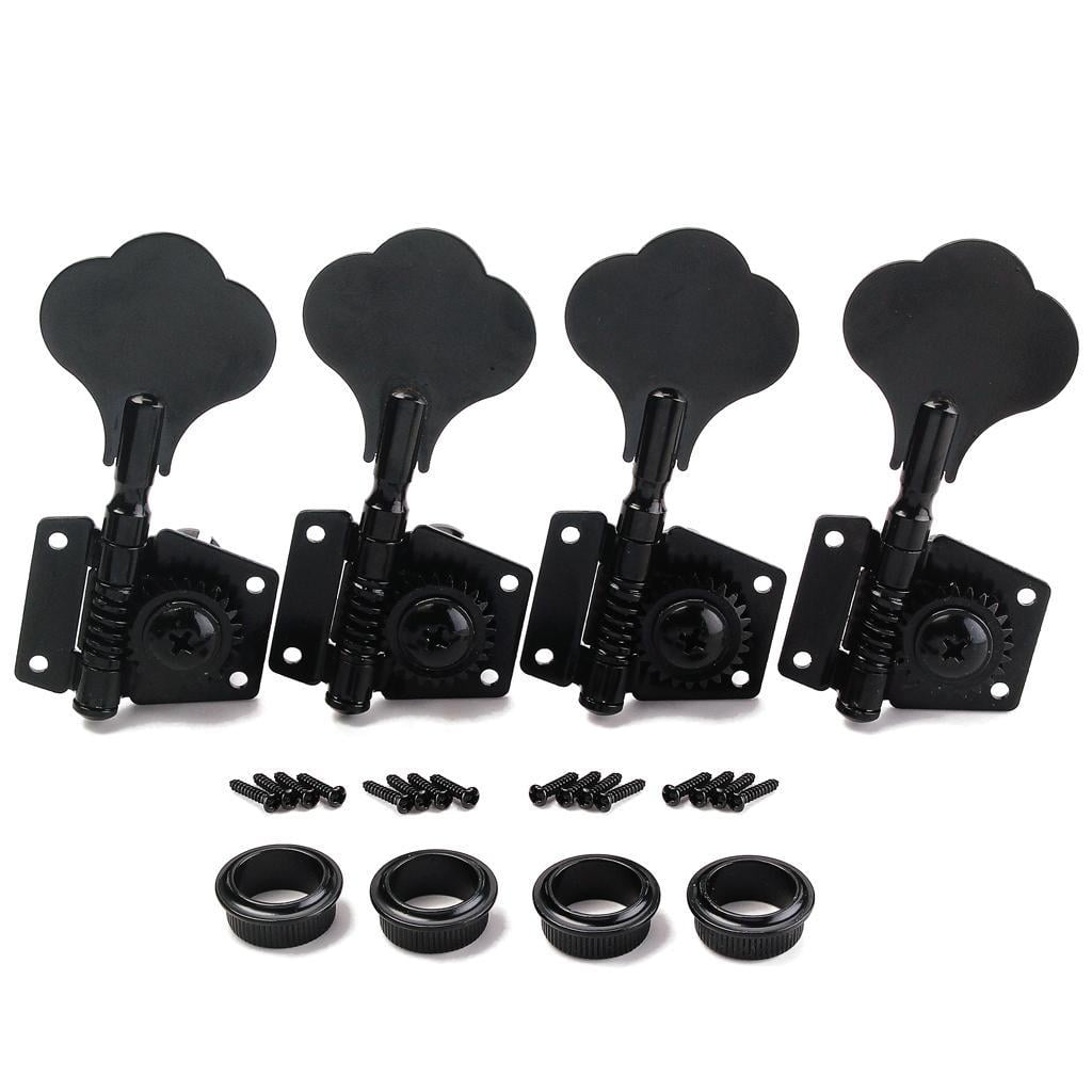 LeeQinersw Metal 4R Machine Head Tuner Tuning Pegs + Guitar Bridge Set for Bass Guitar