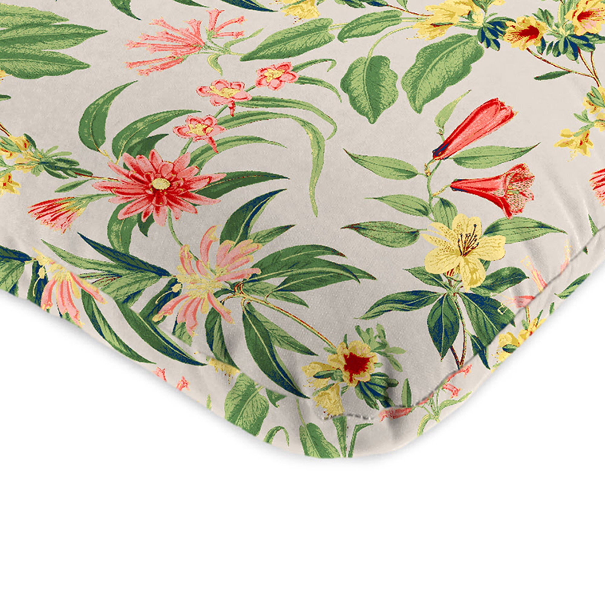 Jordan Manufacturing 45" x 22" Norrah Ginger Beige Tropical Rectangular Outdoor Chair Cushion with Ties and Hanger Loop