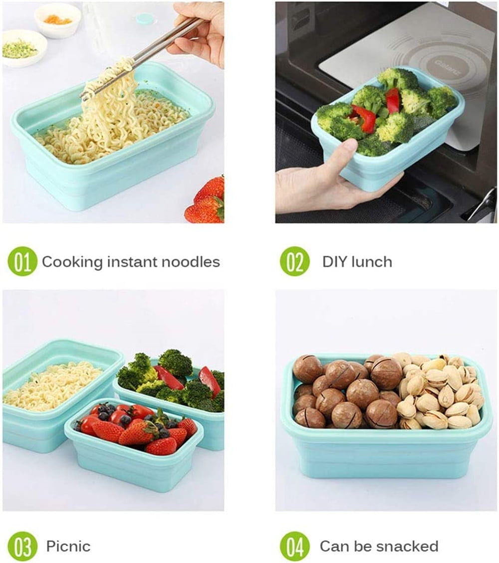 Silicone Food Storage Containers with Lids, Collapsible Meal Prep  Containers Snackle Box Container for Kitchen Microwave Freezer and  Dishwasher