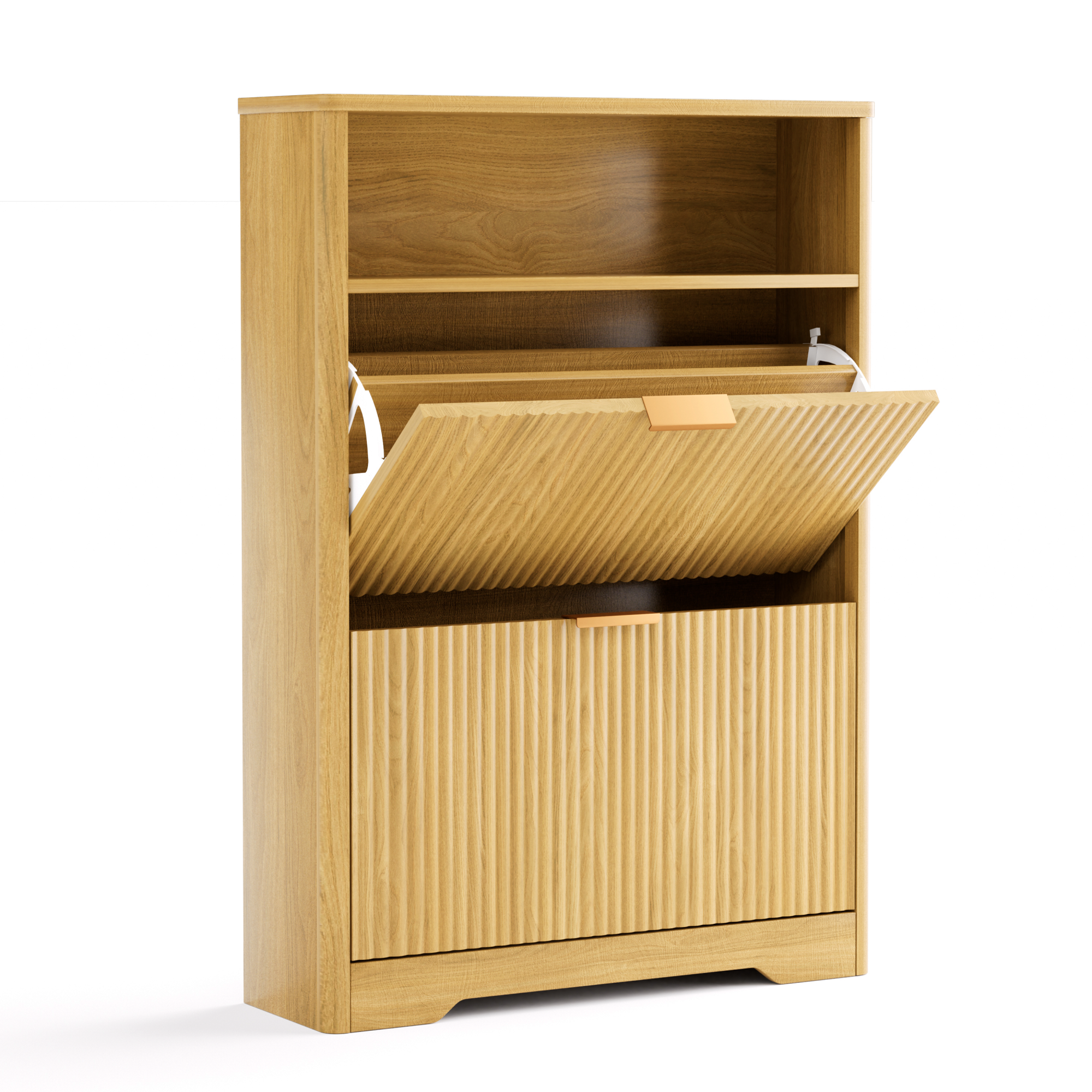 Jopath Shoe Cabinet,Entryway Hidden Shoes Storage Cabinet with 2 Flip Drawers,Tall Free Standing Shoe Organizer Rack for Foyer,Hallway Natural