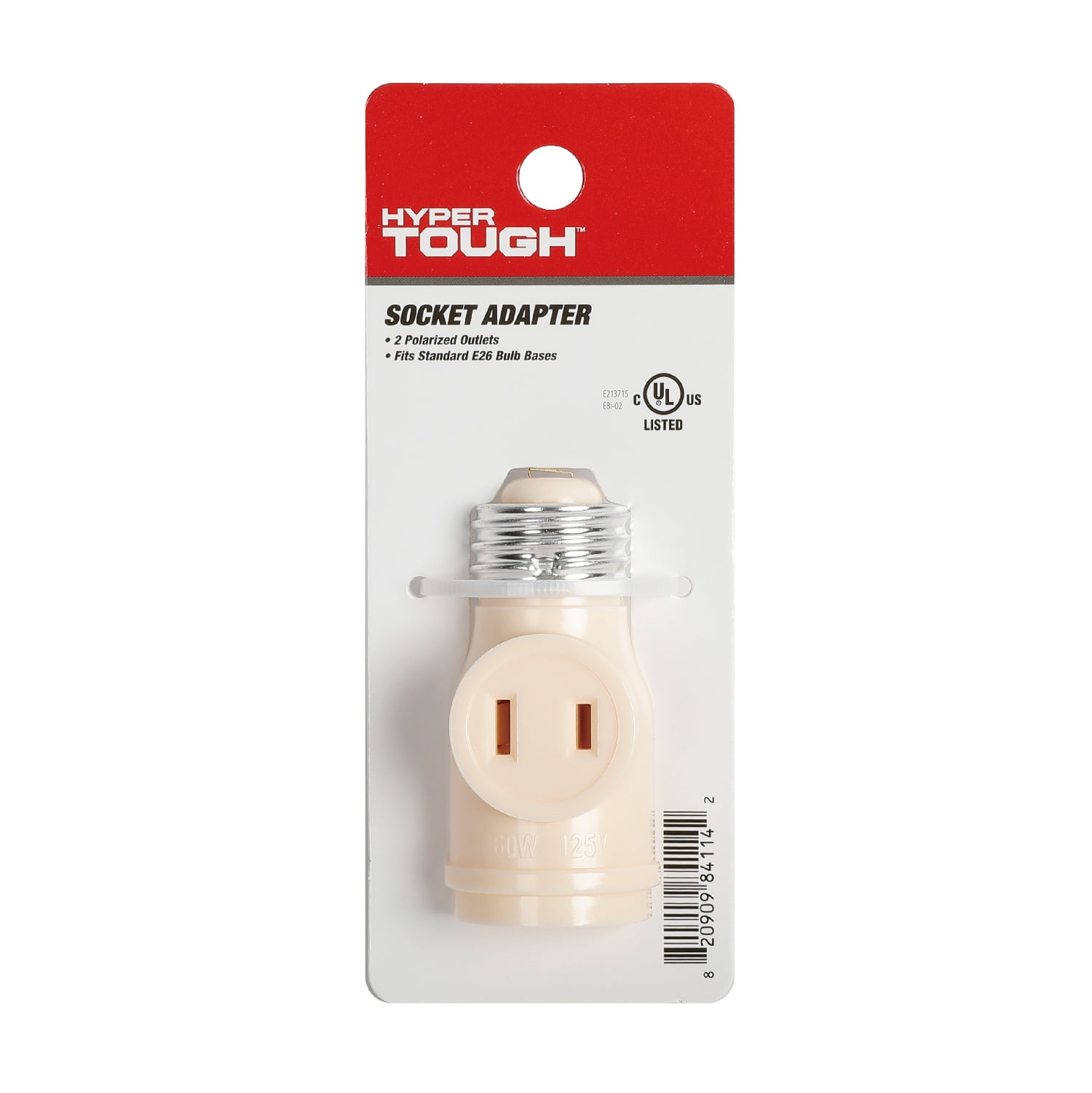 Hyper Tough Socket Adapter 2 Polarized Outlets, 1875 Watts, 15 Amps