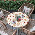 thumbnail image 3 of Round Tablecloth White Christmas Decorations Elastic Edge Fitted Gingerbread Man Snowflake Candy Cane Plastic Table Cover,Waterproof Oil Proof for Dinner,Outdoor, Picnic, 36" - 44"&nbsp; DIA Tables, 3 of 9