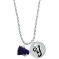 thumbnail image 1 of Delight Jewelry Silvertone Small Purple Megaphone Silvertone Script Initial Disc - Y - Charm Necklace, 20"+3", 1 of 4