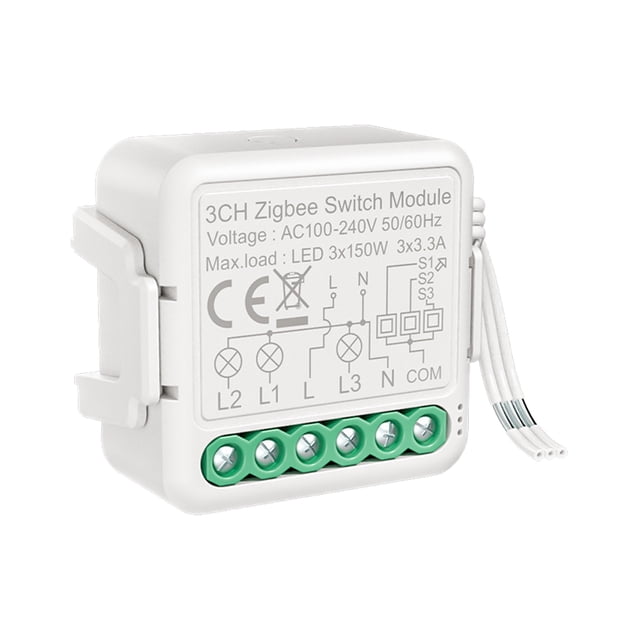 module de Commutation Intelligente Zigbee, Télécommande d'App à 3 Voies, Commande Vocale, Minuterie, Partage de Groupe, compatible avec Alexa Echo Google Home, Convient au Bureau à Domicile