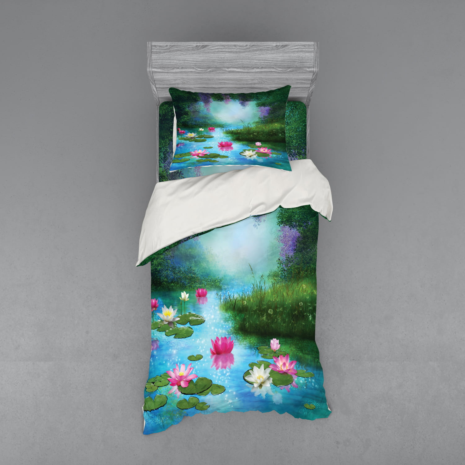 Hotel ZzWwR Fantasy Fairy Tale Pond Water Lilies Floating Romantic Lotus Soft Highly Absorbent Guest Large Home Decorative Hand Towels Multipurpose for Bathroom 16 x 30 Inches Gym and Spa