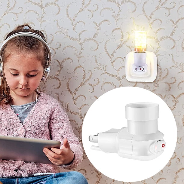 2 Pack Outlet To Socket Adapter, 360&deg; Rotatable Plug In Light