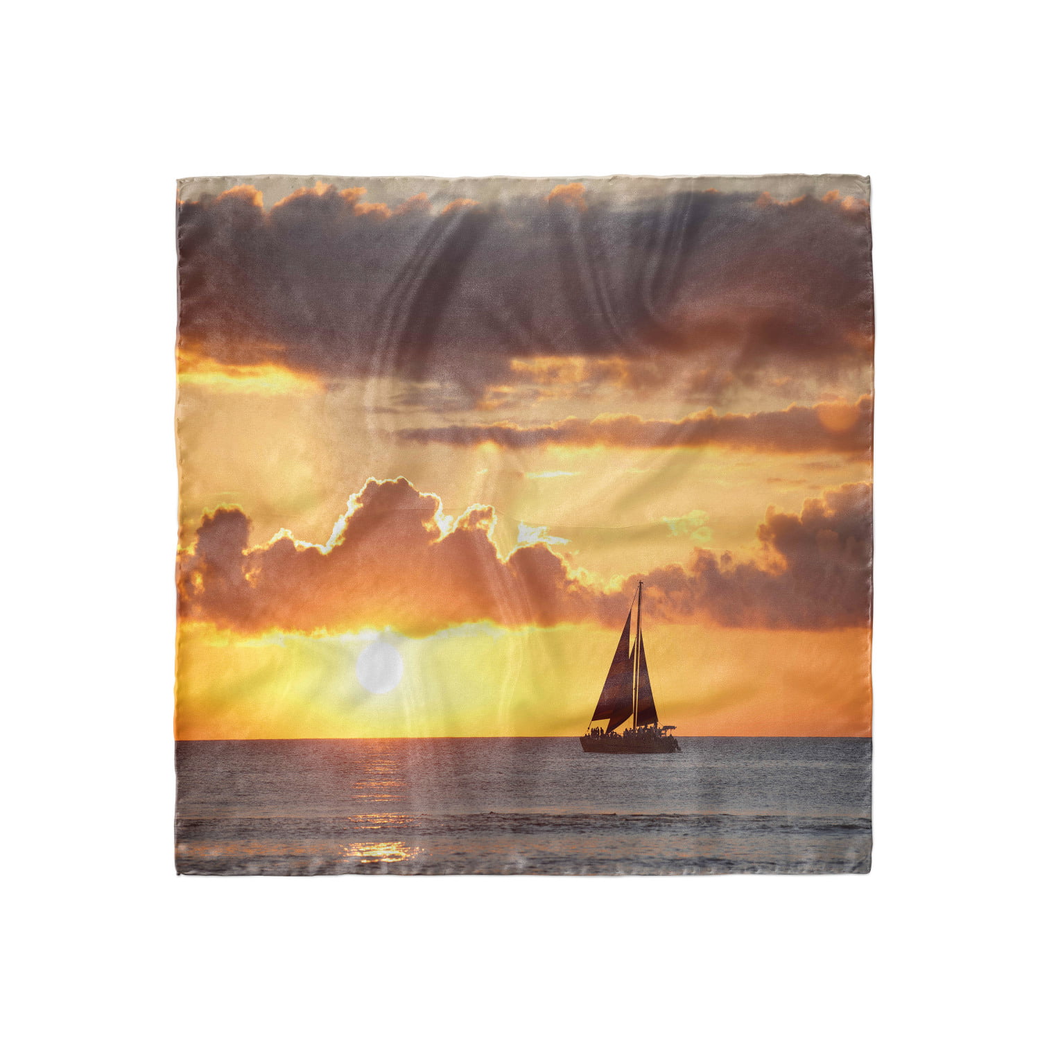 Hair Wrap Yacht on Sea Scenic View Ambesonne Nature Head Scarf 