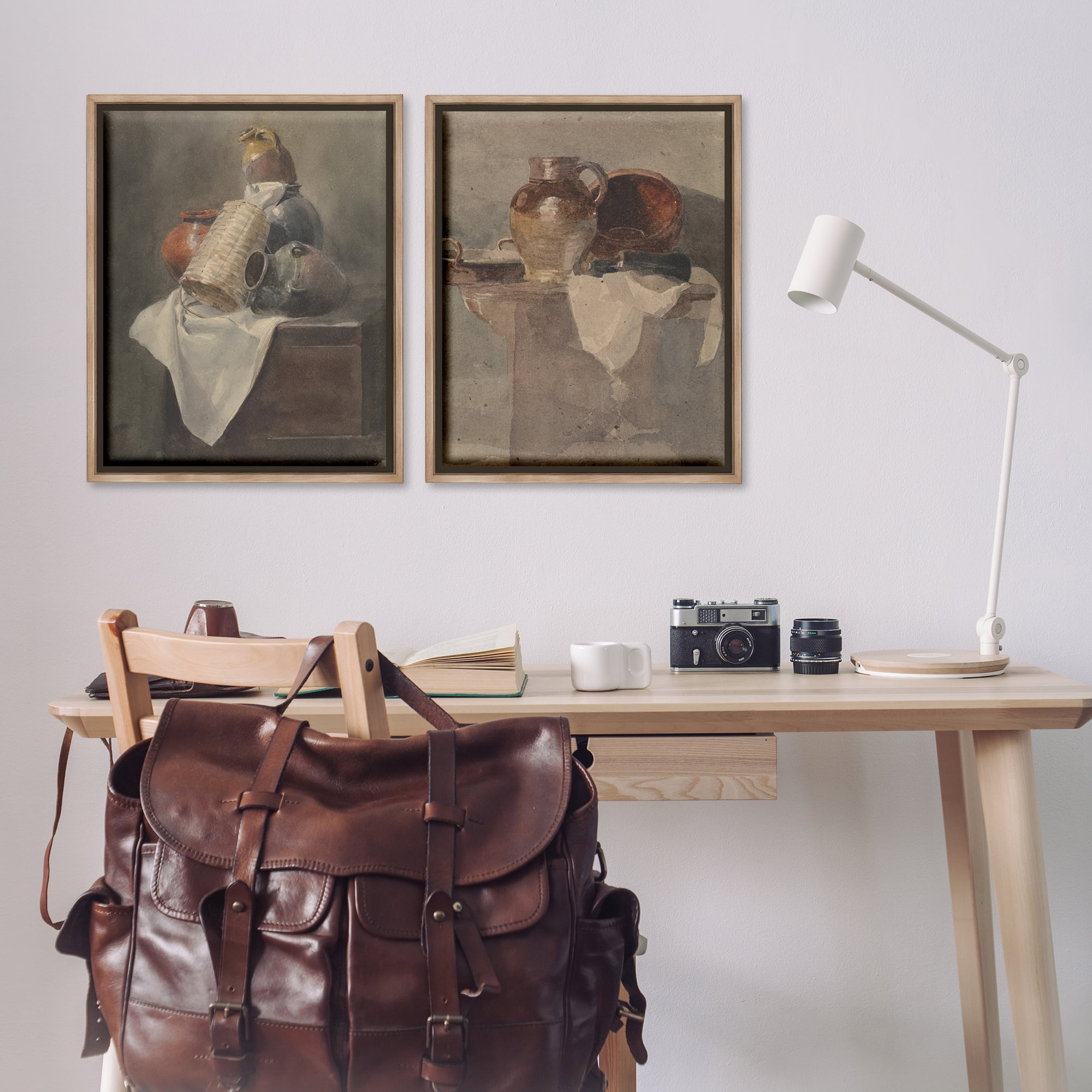 Stupell Industries Vintage Sundries Still Lifes Food & Beverage Painting Brown Floater Framed Canvas Art Print Wall Art, 31 x 25, Set of 2