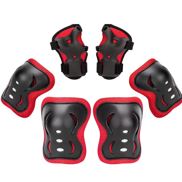 SET DE PROTECCIÓN INFANTIL PARA PATINAJE, SCOOTER Y BICICLETA – RODILLERAS, CODERAS Y MUÑEQUERAS CON CARCASA ANTIGOLPES Y MALLA TRANSPIRABLE – COMODIDAD Y SEGURIDAD PARA NIÑOS Y NIÑAS - COLOR ROJO