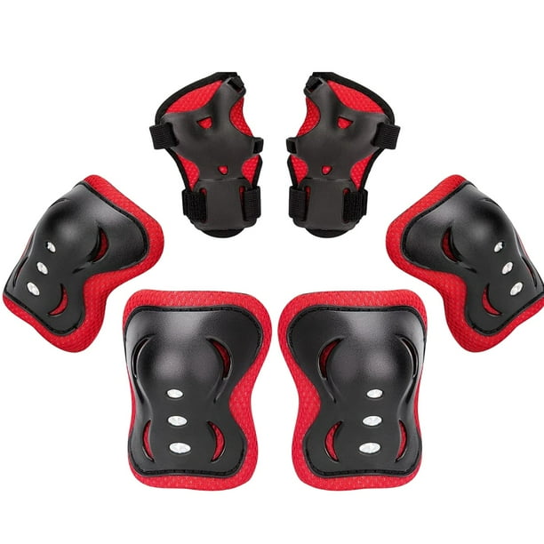 SET DE PROTECCIÓN INFANTIL PARA PATINAJE, SCOOTER Y BICICLETA – RODILLERAS, CODERAS Y MUÑEQUERAS CON CARCASA ANTIGOLPES Y MALLA TRANSPIRABLE – COMODIDAD Y SEGURIDAD PARA NIÑOS Y NIÑAS - COLOR ROJO