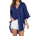 thumbnail image 1 of Blusa camisa para mujer Vestido para mujer - Blusas holgadas con botones - Blusa de poliéster de manga larga y cuello en V - Verano, sexy/casual - Tallas M a XXXL, 1 of 4