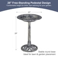 thumbnail image 3 of VECELO 28" Height Pedestal Birdbath Outdoor Garden Decor, Vintage Yard Art Bird Baths, Silver, 3 of 11