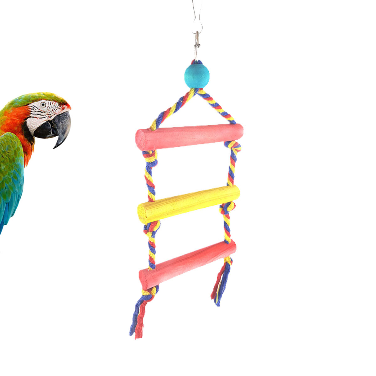 Meidiya 2Pcs Wooden and Rope Ladders for Bird,Pet Swings Chew Hanging