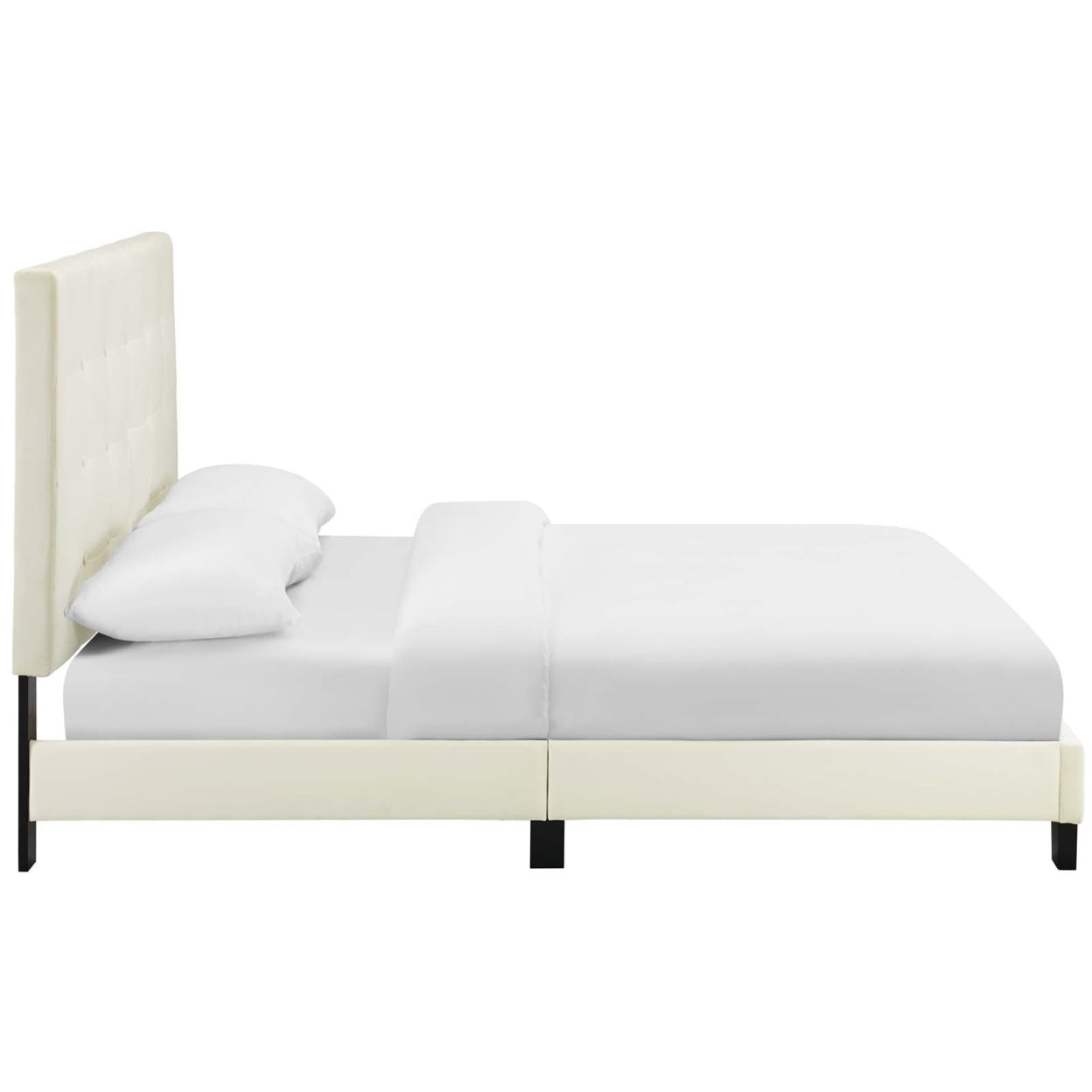 Modway Melanie Full Tufted Button Performance Velvet Platform Bed in Ivory