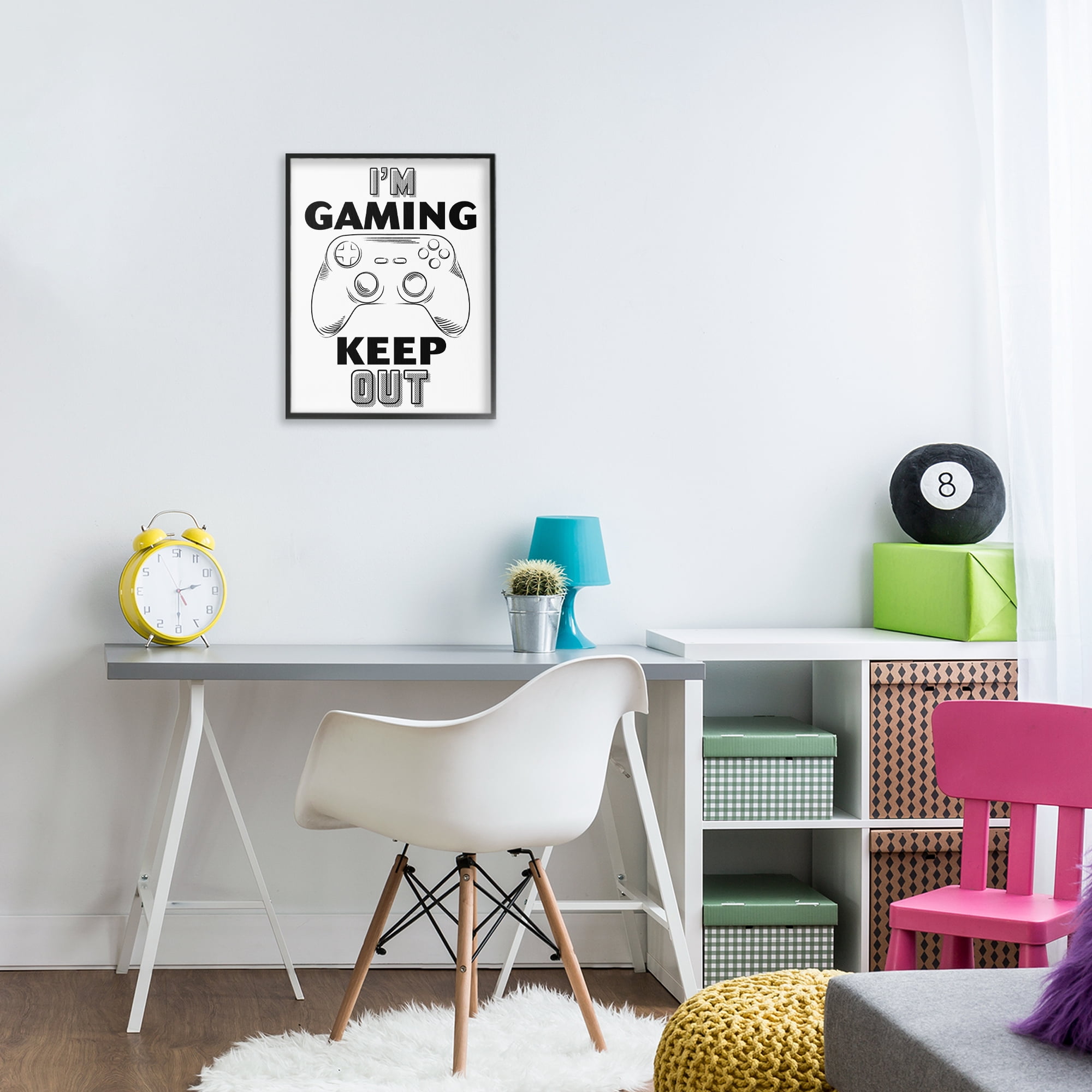 Stupell Industries Gaming Keep Out Black Framed Giclee Art, design by Marcus Prime