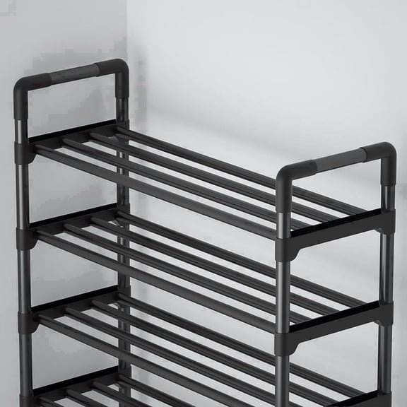KIVDIT 4-Tier Ventilated Metal Shoe Rack, Tool-Free Shoe Storage Organizer for Dorm Home, Holds Up to 15 Pairs, 31.1 In