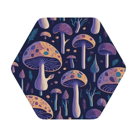 

Zeuib Floral Hippie Mushrooms Print Set of 6 Coasters for Drinks Glass & Cups Stain Protection Table Coaster Set Decorative Coffee Cup Coasters Housewarming Gift for Home Decor Hexagon