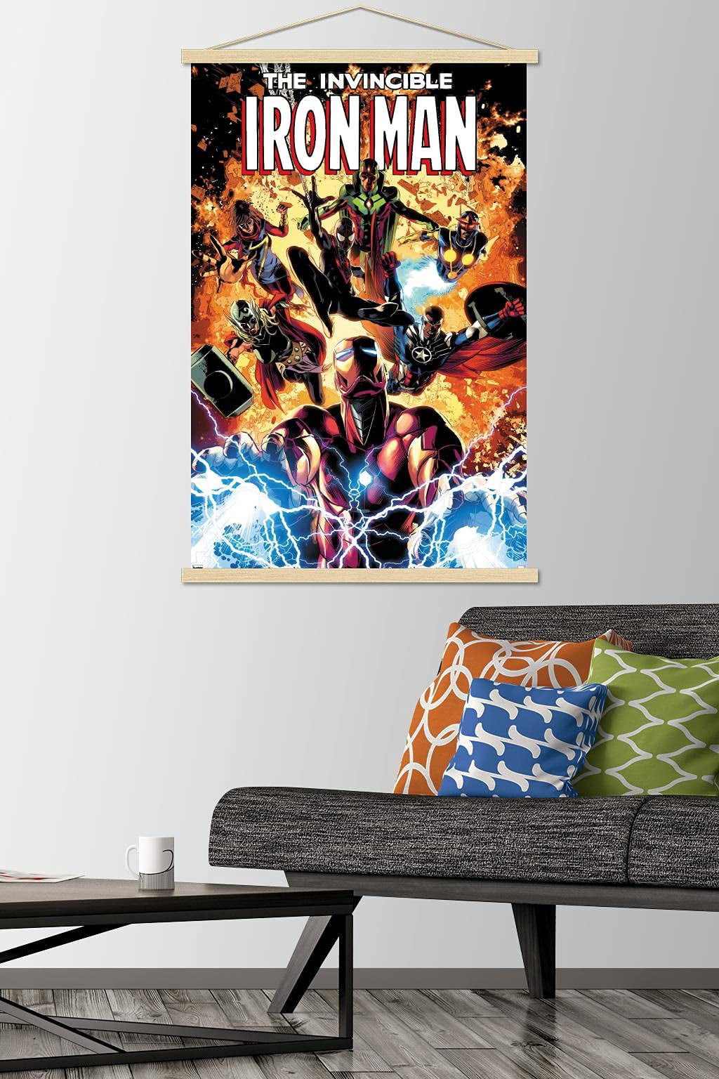 Marvel Comics - Iron Man - InVincible Iron Man #11 Wall Poster with Wooden Magnetic Frame, 22.375" x 34"