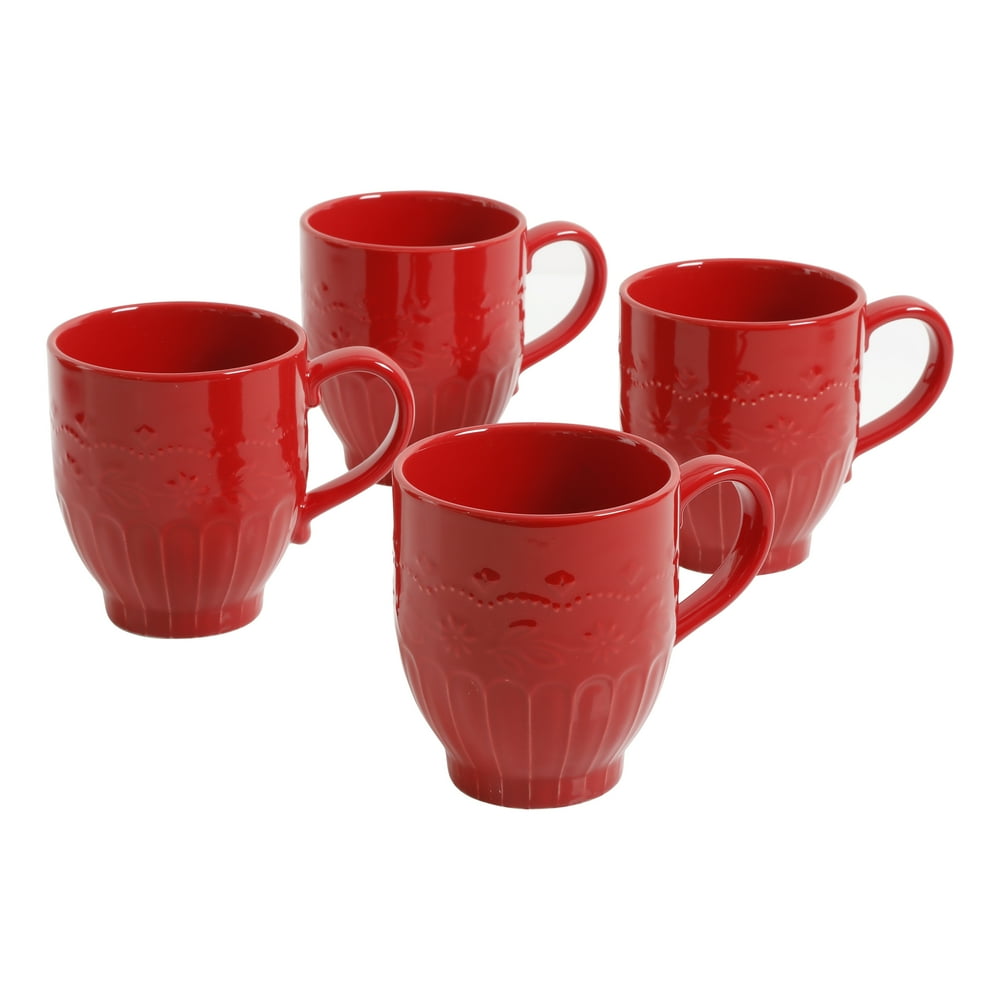 The Pioneer Woman Toni 17Ounce Red Mugs, 4Pack