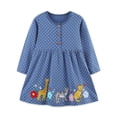 thumbnail image 1 of MIASHUI Robe Fleurie à Manches Longues pour Filles, Robes Décontractées pour Tout-Petits, Bleu Foncé, 5-6 Ans, 1 of 8