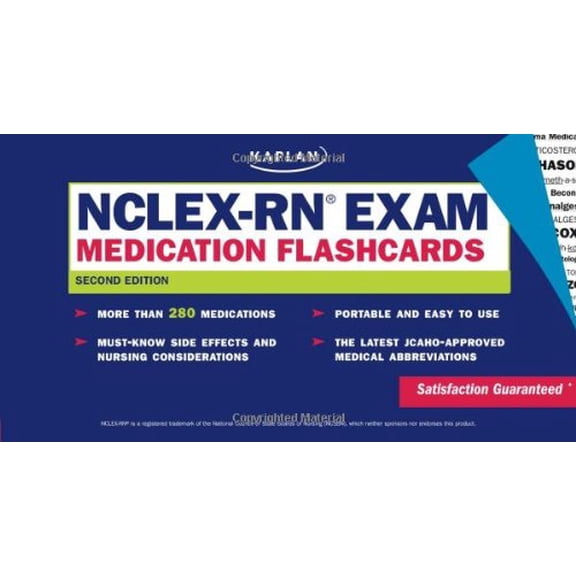 Pre-Owned NCLEX-RN Exam Medication Flashcards, Second Edition (Kaplan NCLEX-RN Exam) (Paperback) 1419577921 9781419577925