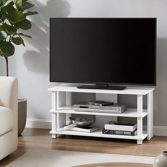 Furinno SULLY 3-Tier Open Frame Entertainment Center for TV up to 40 Inch White