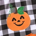 thumbnail image 5 of RUINIXCW Kid Toddler Baby Girl Halloween Outfit Little Girl Fall Winter Clothes Pumpkin Embroidery Tulle Ruffle Plaid Long Sleeve Top Flare Pants Set, 5 of 8
