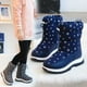 thumbnail image 3 of Botas de nieve de invierno para niños, con copos de nieve, de tubo alto, lindas botas de algodón de moda para niños, botas cálidas informales de fondo suave, 3 of 6