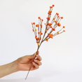 thumbnail image 2 of 15 Inch Artificial Maple Leaf Branches Orange Glossy Berry Twigs Fall Berry Stems Faux Picks and Sprays for Autumn Thanksgiving Christmas Tree DIY Decorations, 2 of 8