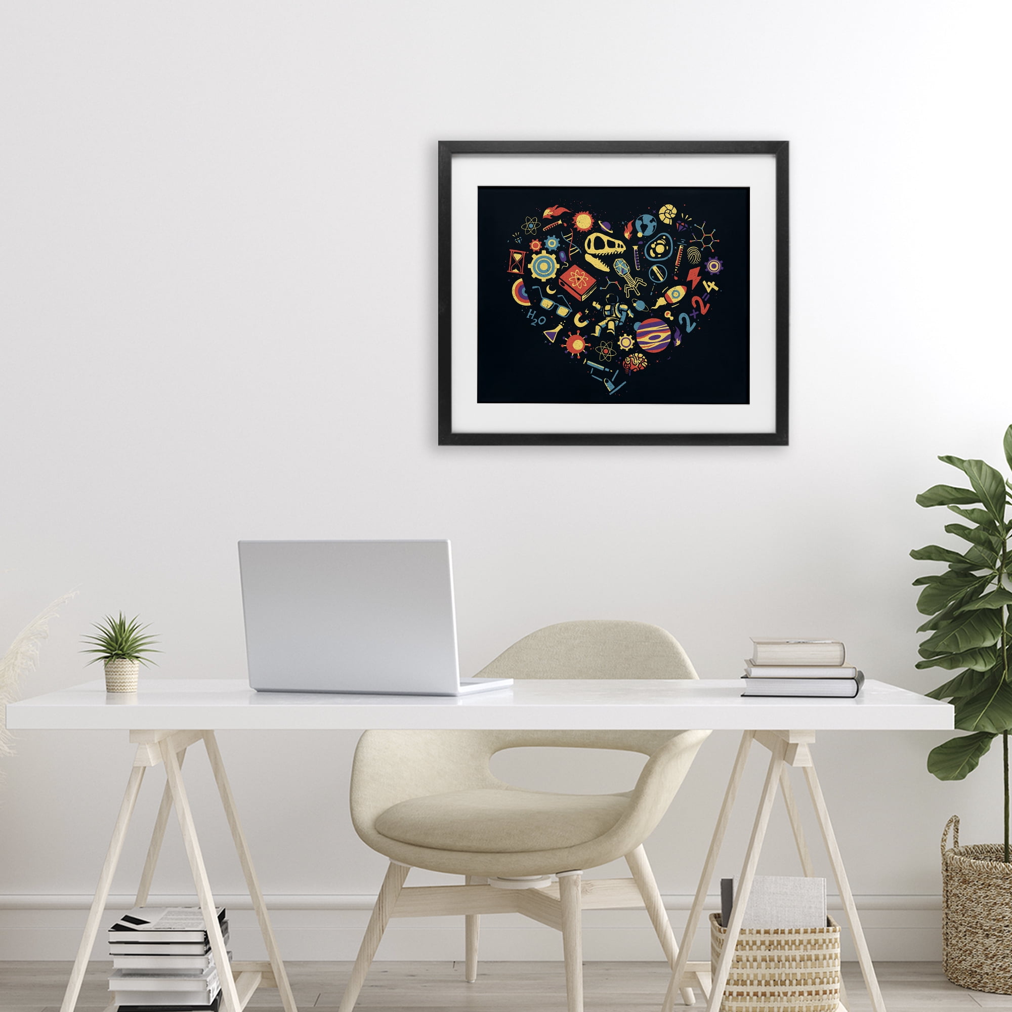 Stupell Industries Retro Science Heart Black Framed Print Under Glass, design by Tobe Fonseca