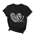 thumbnail image 4 of Jewelreauty Women Valentine's Day Shirts Short Sleeve Letter Heart Graphic T-Shirts Casual Pullover Tunic Tops (L, E Black), 4 of 5
