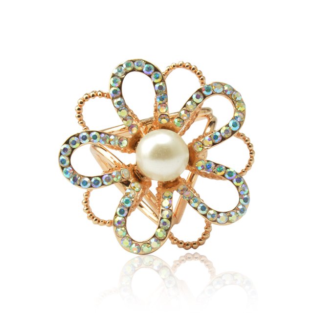 Qarigey Bufanda anillo elegante oro plata bufandas broche con diamantes de imitación galvanoplastia aleación envoltura abrazadera Heronsbill Type3 NO3
