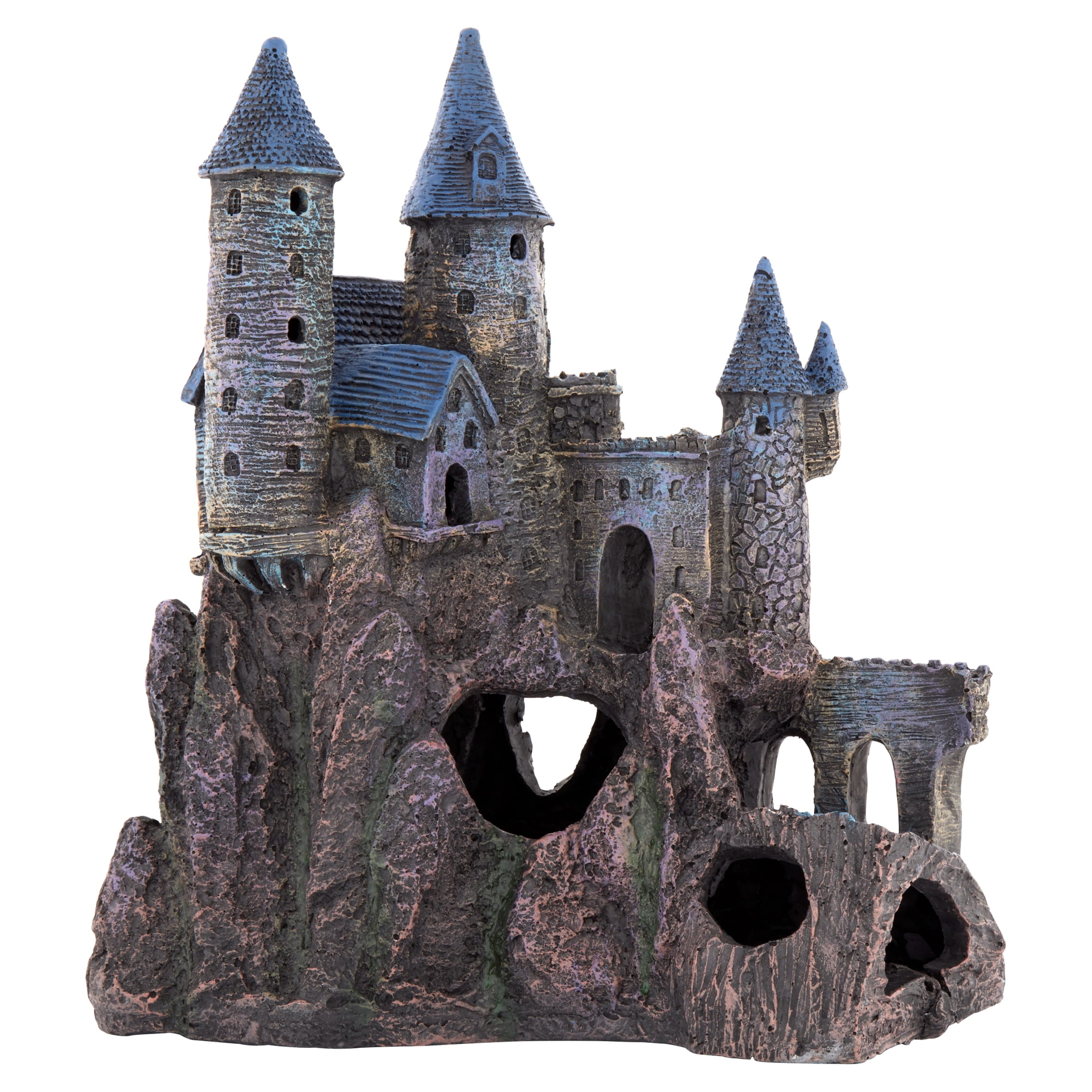 Penn-Plax Deco-Replicas Age-of-Magic Magical Blue Castle Aquarium Resin Ornament, Right Section B