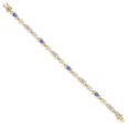 thumbnail image 3 of Gem Stone King 18K Yellow Gold Plated Silver Blue Tanzanite and Lab Grown Diamond Bracelet for Women | 3.81 Cttw | Gemstone December Birthstone | Oval 6X4MM | Length 7.25 inches, 3 of 6