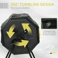 thumbnail image 4 of Outsunny Tumbling Compost Bin Outdoor 360° Dual Chamber Rotating Composter 43 Gallon, Yellow, 4 of 9