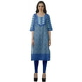 thumbnail image 2 of Moomaya Robes Indiennes pour Femmes Décontractées Été Imprimé Manches 3/4 Longue Kurta, 2 of 6