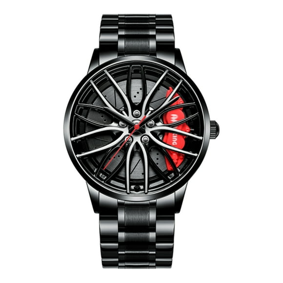 Car Watches for Men,Waterproof Stainless Steel Japanese Quartz Wrist Watch Sports Men’s Watches with Car Wheel Rim Hub Design