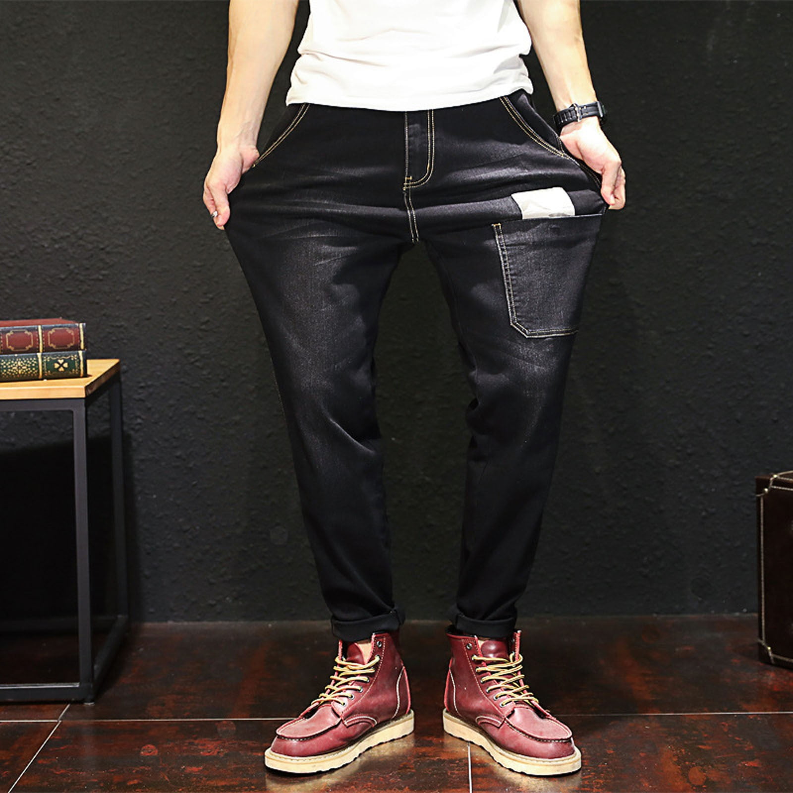 snowsong Mens Jeans Joggers For Men Men's Casual Loose Denim