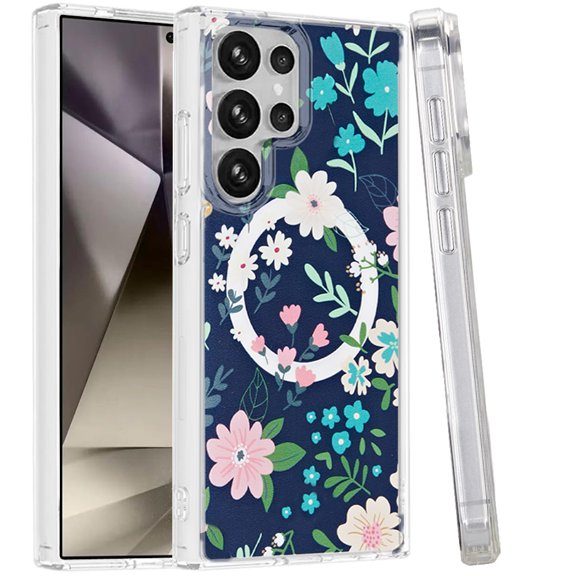 For Samsung Galaxy S25 Ultra Cute Fashion Pattern Design, Durable Shockproof Slim TPU Hard Back, MagSafe Compatible Cover, XPM Phone Case [Galaxy Floral]