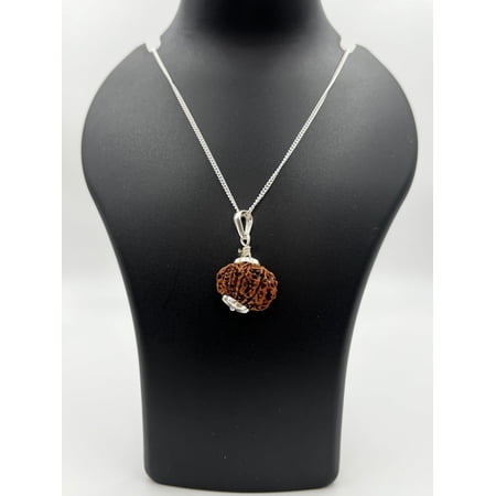 Navratan Gems 11 Mukhi Nepali Rudraksha Pendant | Certified Spiritual Necklace | With German Silver Chain | Sacred Eleven Face Rudraksha