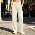 thumbnail image 2 of Women's Stretchy Cargo Pants with Pockets, High Waist Wide Leg Casual Work Pants, Yoga Hiking Jogging Lounge Pants, Athletic Pants | VerBelle,Khaki M, 2 of 8
